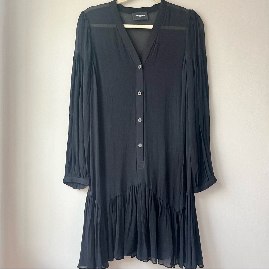 The Kooples Tiered Ruffled Sheer Dress With Long Sleeves Size S